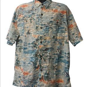 Joe Marlin Hawaiian Button Front Shirt XL Sunset